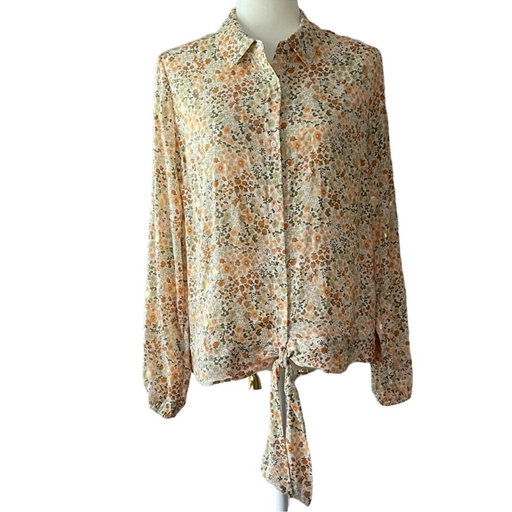 Floral Tie-Front Blouse
